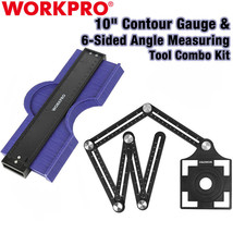 WORKPRO 10&quot; Contour Gauge 6-Sided Angle Measuring Tool Combo Kit Angle R... - £30.25 GBP