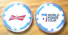 (1) Budweiser Beer World Poker Tour POKER CHIP Golf Ball Marker - Blue - £6.24 GBP