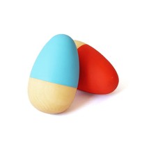 Shumee Orange &amp; Blue Wooden Egg Shakers (0-2 Years)Musical Rattle Montessori Toy - £14.90 GBP