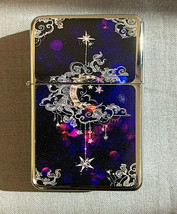 Purple Moon and Stars Fantasy Image Flip Top Dual Torch Lighter Wind Res... - $16.78