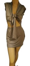 Sexy 3 PcCrop Top/Bow &amp; Mini Skirt Padded Cap Sleeves Small Avacado - $7.13