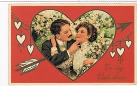 Postcard Arrow Through Heart Couple Old Fashioned Love Reproduction - £2.26 GBP