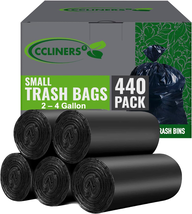 2-4 Gallon Small Black Trash Bags (440 Bags) Bathroom Garbage Bags Plast... - €34,84 EUR