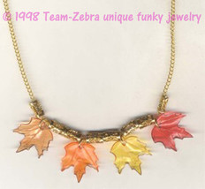 Funky Autumn Fall Maple Leaf Leaves Necklace Thanksgiving Canada Costume Jewelry - £6.98 GBP