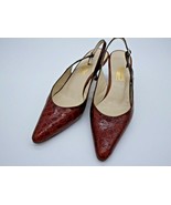 Wehmeier&#39;s Womens Alligator Shoes Heels Red 5.5 Vero Cuoio Italy - £23.89 GBP