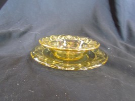 Vintage Yellow Depression Glass 5&quot; Bowl Yellow Rose and 6.5&quot; Plate Yellow Rose - £22.51 GBP