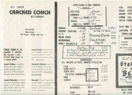 Key Largo Cracked Conch Restaurant Placemat Menu Florida 1960&#39;s Insane Asylum - $17.82