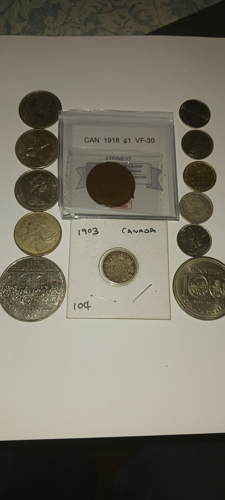 LG Canadian SILVER COIN SET/6 DIMES/4 QUARTERS/2 DOLLARS/1 OLD PENNY CER... - $74.99