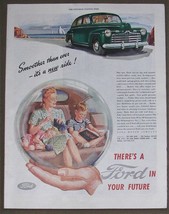 Vintage 1945 Color Print Ad There&#39;s A Ford In Your Future Ford Motor Company - £7.16 GBP