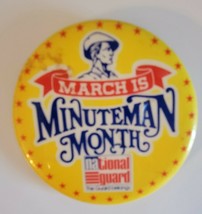 National Guard March Is Minuteman Month Collectible Vintage Button Pinback - £4.28 GBP
