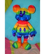 Disney Rainbow Mickey Mouse Medium Bean Bag Plush~15 1/2&quot; Tall~Colorful~... - £45.93 GBP