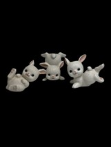 Vintage Homco 1454 Bunny Tumblers Figurine Easter White Rabbits Spring Interiors - £14.01 GBP