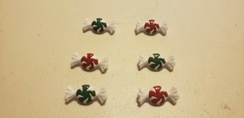 Novelty Buttons (New) 1" (6) Swirl Candy Red & Green #2 - $5.10