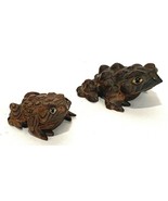 Vintage~2 Hand Carved Wooden Frogs~ - £36.56 GBP