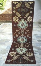 100% wool Brown 2.5x8 Hand Made Wool Carpet Turkish Oushak Area Rug - £261.45 GBP