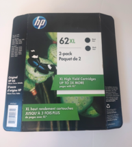 HP 2 Pack OEM HP 62XL High Yield Black Printer Ink Cartridges JAN 2023 -... - $53.44