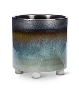 Large Ombre Glaze Footed Planter 10.5&quot; High Stoneware High Gloss Blue Br... - £55.21 GBP