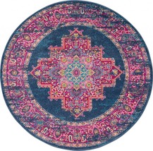 4' Blue Round Power Loom Area Rug - $1,764.28 MXN