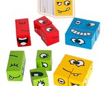 Wooden Expressions Matching Block Puzzles Building Cubes Toy Borad Games... - £25.65 GBP