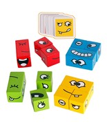 Wooden Expressions Matching Block Puzzles Building Cubes Toy Borad Games... - £25.01 GBP