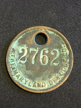 Old Vtg Brass Employee Tag Badge #2762 The Maryland Dry Dock Company - £19.78 GBP