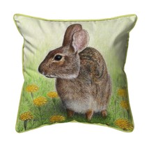Betsy Drake Rabbit Large Indoor Outdoor Pillow 18x18 - £37.50 GBP
