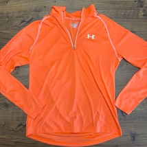 Under Armour Run Mens Large1/4 Zip Pullover Long Sleeve Fitted Top Orang... - $15.80