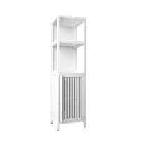 White Bamboo Storage Cabinet &amp; Tall Linen Tower, 52-Inch Versatile Home - $105.99