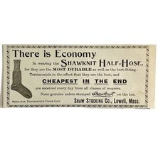 Shaw Stocking Socks 1894 Advertisement Victorian Fashion Lowell Mass ADB... - $28.01 CAD