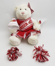 Build A Bear BABW White Plush Teddy Bear Cheerleader Outfit Red White Pom-Poms - $44.50