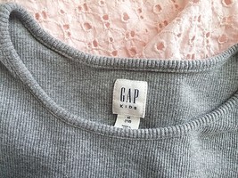 Gap Girls Gray Knit Ls w/PINK Eyelet Gathered Skirt DRESS-XL(12)-BARELY Worn - $6.99