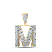 10kt Two-tone Gold Mens Round Diamond Initial M Letter Charm Pendant 1-1/5 Cttw - £1,032.99 GBP