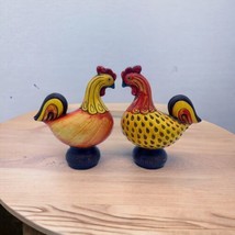 VTG Norleans Farm Roosters 9&quot; Pair MCM Japan 1960s Barnyard Bisque Pottery FLAWS - £11.76 GBP
