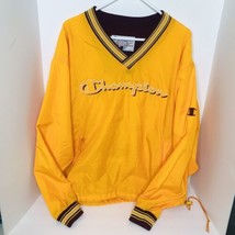 Vintage Champion V-Neck Pullover Yellow Maroon Windbreaker Jacket Mens L... - $29.60