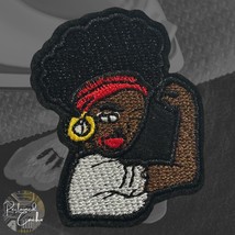 Strong Black Woman with White Shirt Iron On Patch Embroidered Craft Appl... - $5.50 CAD