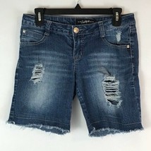 South Pole Womens Short Size 4 Bermuda Distressed Blue Denim 7.5&quot; Inseam - £17.08 GBP