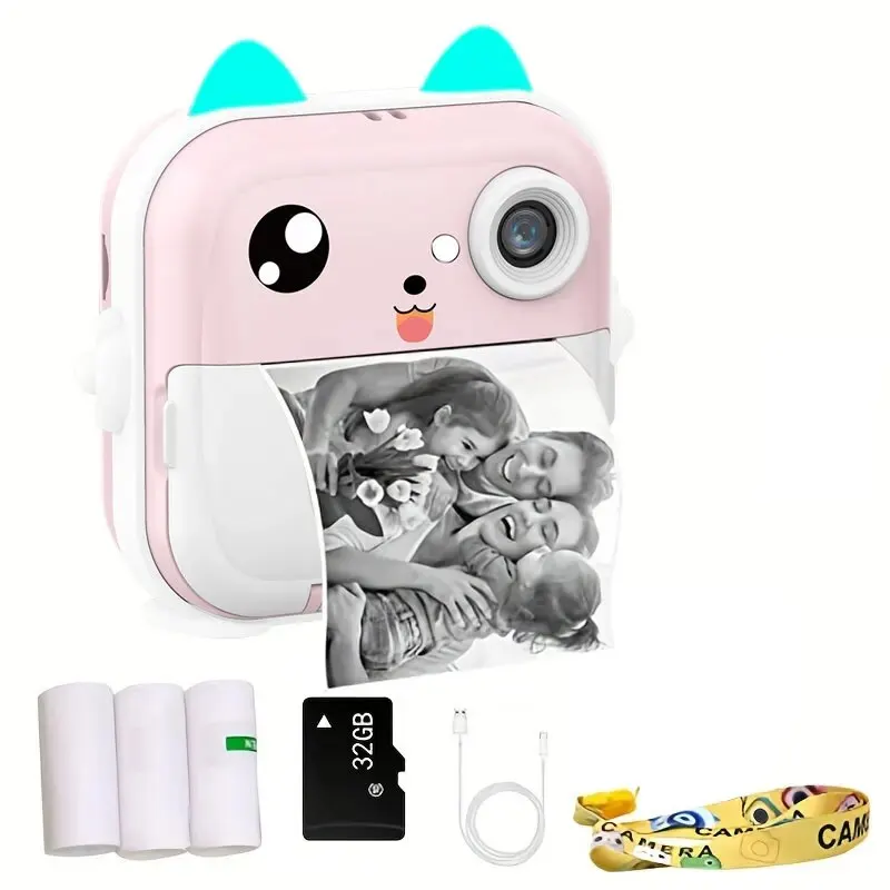 Mini Photo Printer For IPhone/Android,Children Instant Print Camera Kids Video - £39.48 GBP+