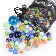 66 Pcs Glass Marbles, 3 Sizes Assorted Colors Round Marbles Toy, Variety Of Patt - £14.21 GBP