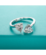 Fine 18K 925 Sterling Silver 2CT Heart Cut Adjustable Moissanite Ring (M... - £159.39 GBP+