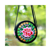 Embroidered Bags Round Shoulder Bag Bright Multi Color Floral bag adjust... - $24.18