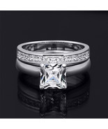 3.0 Carat Princess Cut Wedding Band Engagement Ring Set Bridal Silver Si... - €61,73 EUR
