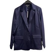 Rachel Zoe Blazer Womens XL Navy Blue Satin Jacket Long Cocktail Event Gala - $33.34