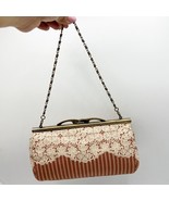 Handmade Cottage Core Clutch purse Mini Bag in Vintage Print Neutral - $33.76