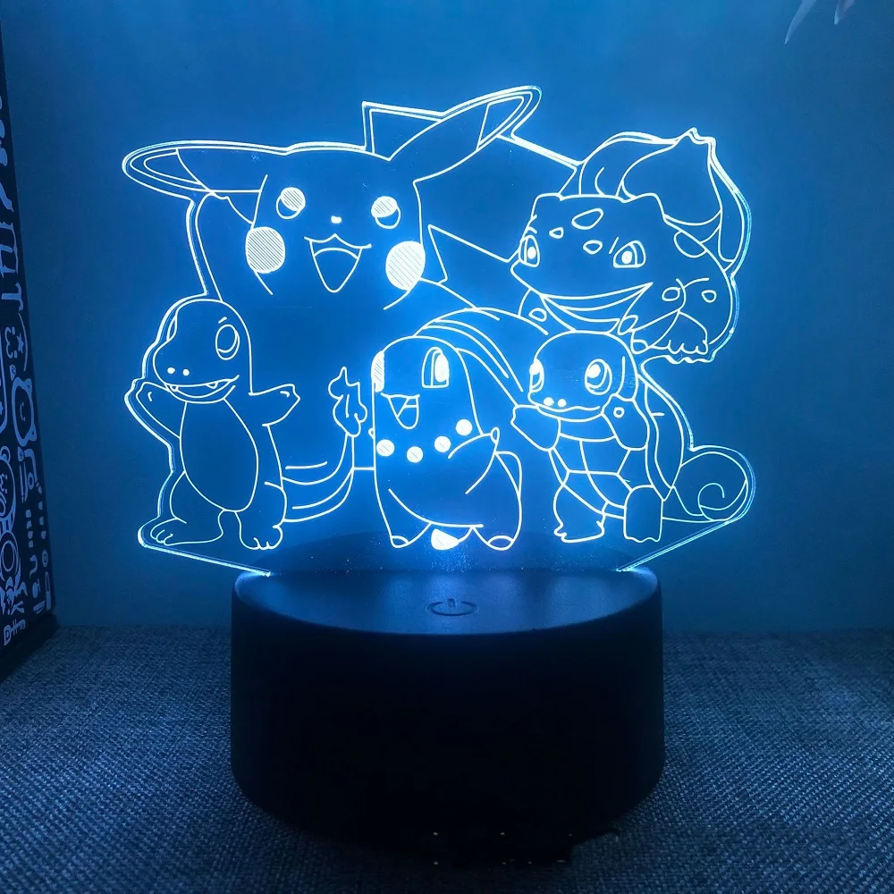 Pokemon Pikachu Charizard Anime Figures 3D Led Night Light Changing Model Action - £12.63 GBP+