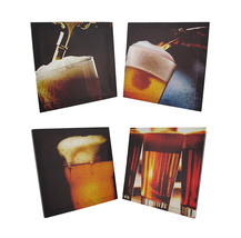 Zeckos Set of 4 Art Of Beer Printed Canvas Wall Hangings - £18.39 GBP