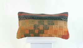 Kilim Lumbar Cover 8x16 in Handmade Oriental Rug Tribal Ethnic Pillow Case A1036 - £11.93 GBP