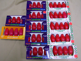 48 RED vintage bulbs 12 Boxes of 4 Assorted C-9 &amp; C-9 1/4 Christmas Lights - £21.89 GBP