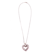 1.00ctw Round and Baguette Diamond Heart Pendant Necklace 18K White Gold 19&quot; - £2,361.40 GBP