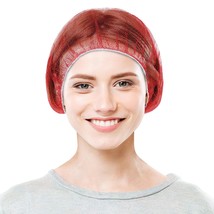 100 Red Nylon Hair Nets 18&quot; Disposable Head Caps /w Elastic Edge Mesh - £12.95 GBP