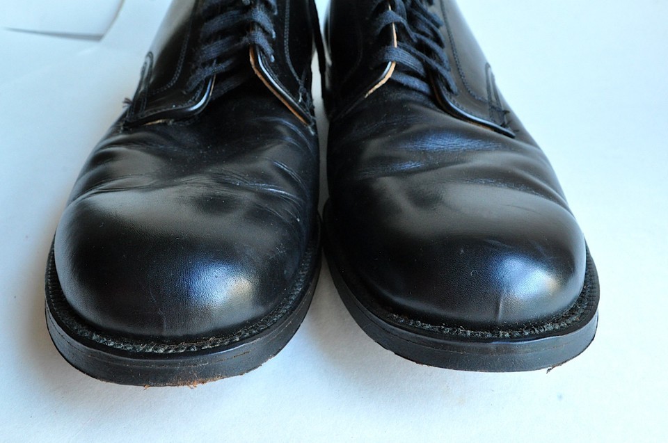 1956 Black Calf Dress Uniform Oxford Shoes 9 1/2 A USAF McCan McElwain 50s VTG Item image 5